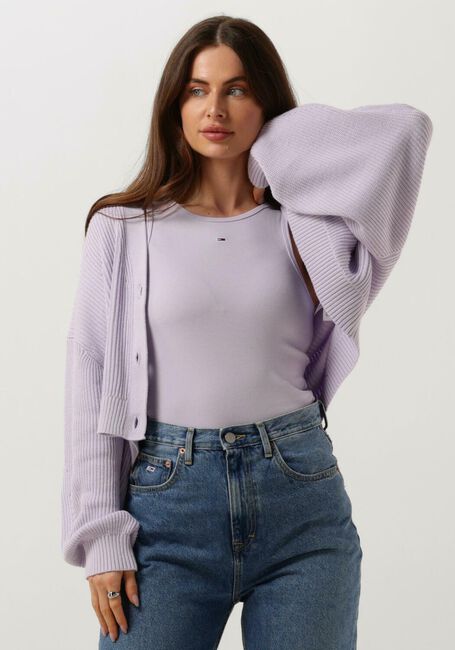 TOMMY JEANS Pull TJW ESSENTIAL BADGE CARDIGAN Lilas - large
