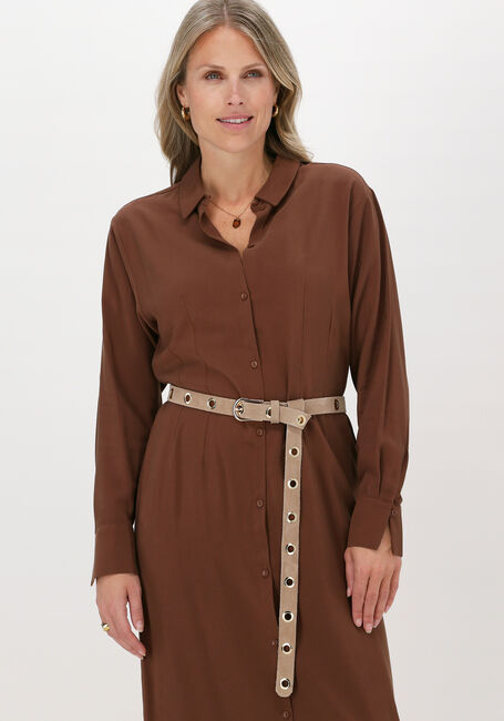 Bruine ANOTHER LABEL Maxi jurk SJOROER DRESS L/S - large