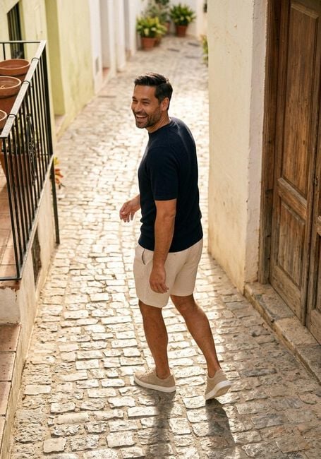 PROFUOMO Pantalon courte SHORT STRIPE &Eacute;cru - large