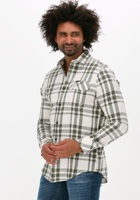 PME LEGEND Chemise décontracté LONG SLEEVE SHIRT YARN DYED SLUB CHECK Blanc - large