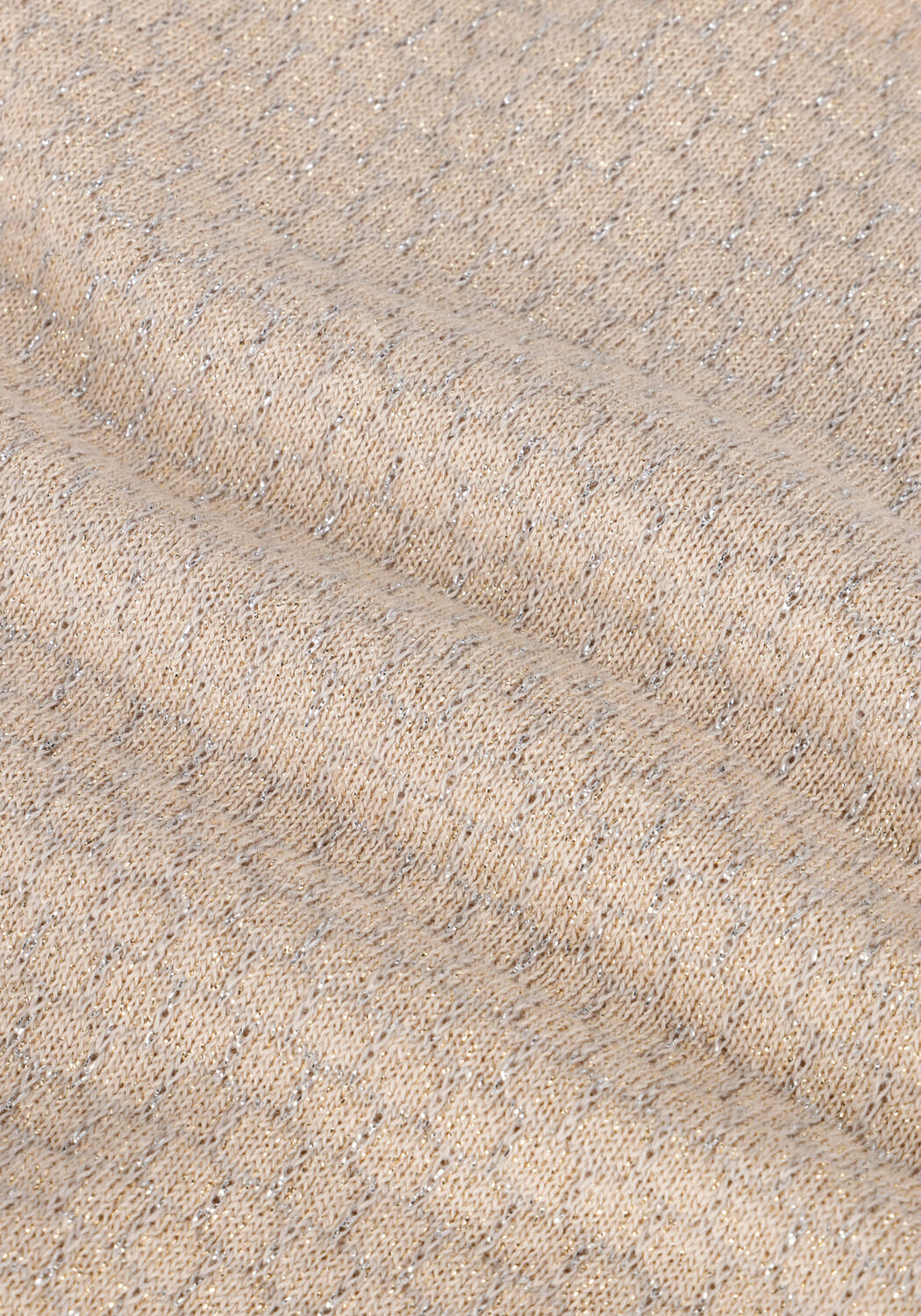 SUMMUM Pull SHORT SLEEVE SWEATER COTTON SHIMMER JACQUARD KNIT en beige - large