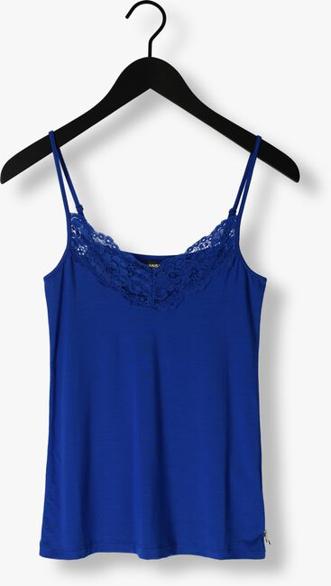 Blauwe JANSEN AMSTERDAM Top TC103 SINGLET WITH LACE AT NECKLINE - large
