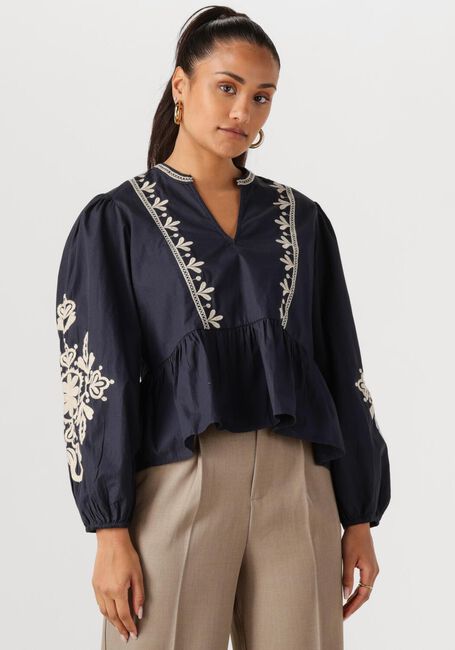 Donkerblauwe NEO NOIR  GINIA EMB BLOUSE - large