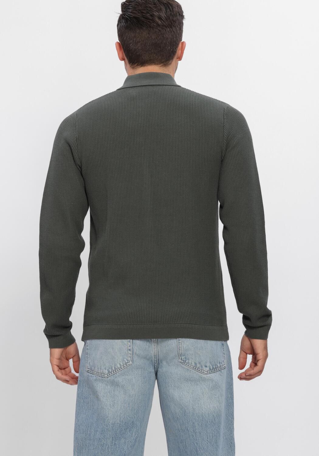 DSTREZZED Pull DS_KOSTAS ZIP POLO Vert fonc&eacute; - large