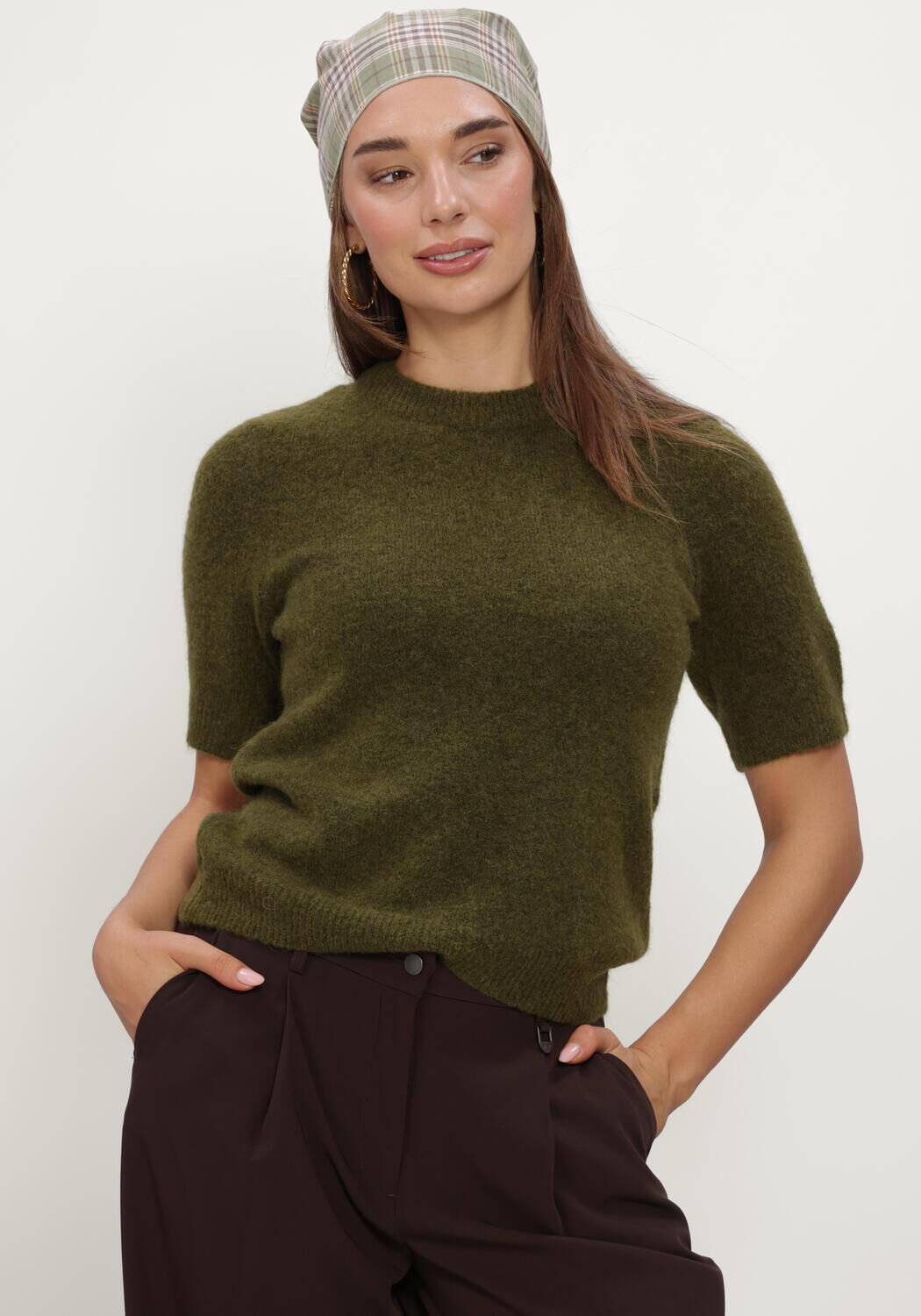 Groene Y.A.S. Trui YASJOHI SS WOOL BLEND PULLOVER - large