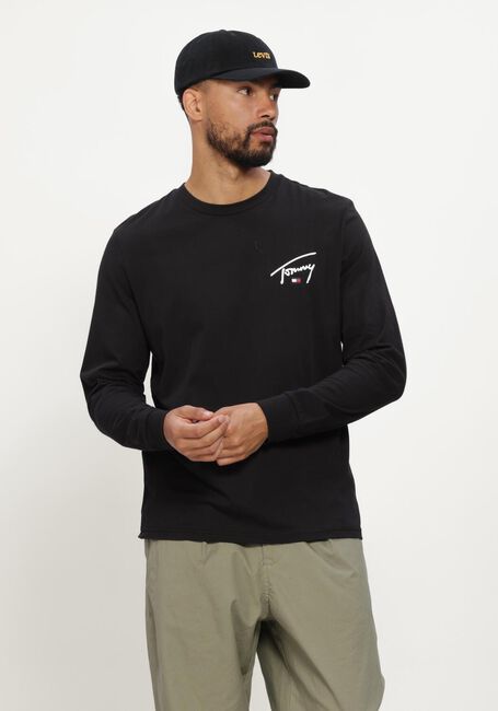 TOMMY JEANS T-shirt TJM SLIM SIGNATURE CHEST TEE LS en noir - large
