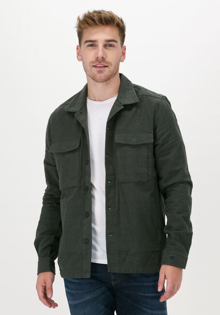 Donkergroene CAST IRON Overshirt LONG SLEEVE SHIRT COTTON DOUBL - large