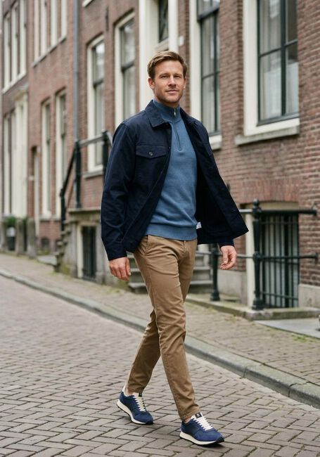 Blauwe TOMMY HILFIGER Trui ESSENTIAL COTTON ZIP MOCK - large