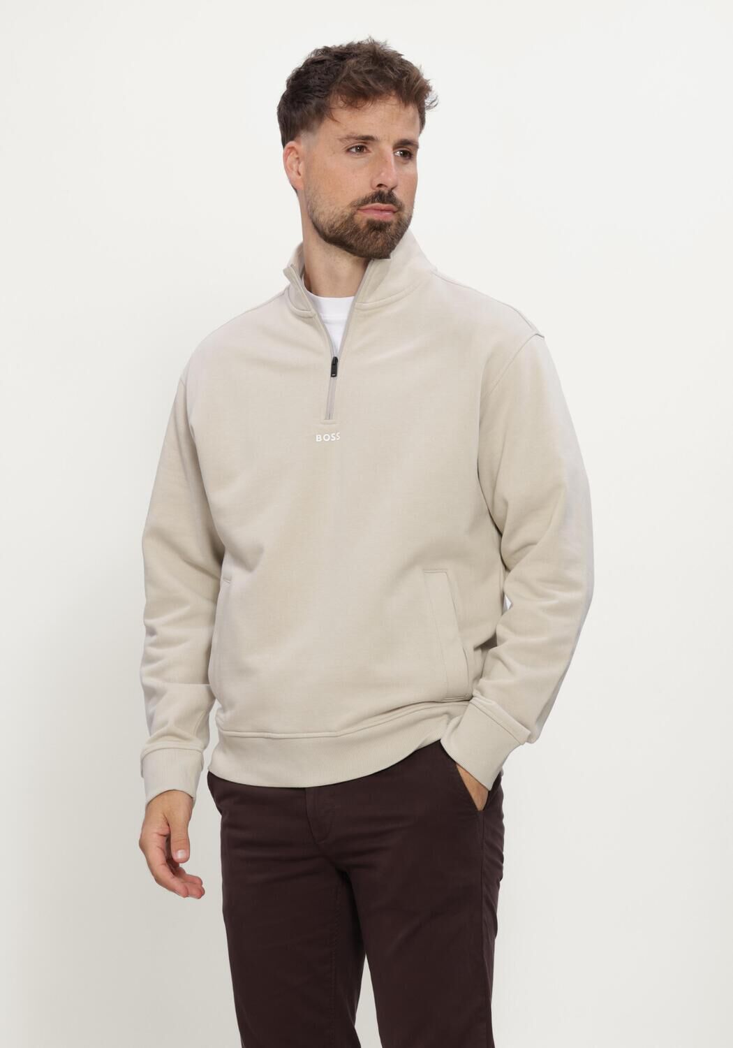 Beige BOSS ORANGE Sweater ZE SMALLZIP - large