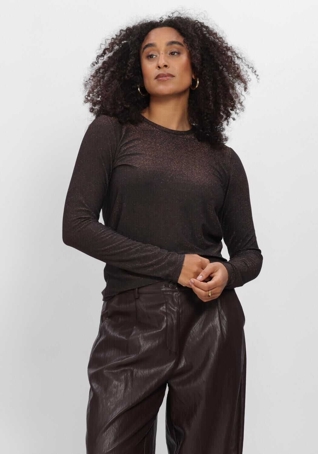 SUMMUM Haut BASIC TEE SOFT LUREX JERSEY en marron - large