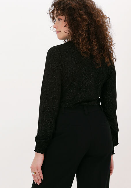 Zwarte JANSEN AMSTERDAM Top TOP WITH SMOCK DETAIL - large