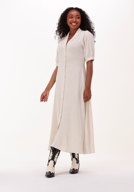 Beige Y.A.S. Maxi jurk YASFLAXA SS LONG DRESS - large
