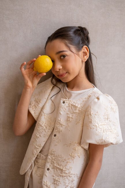 Creme LIKE FLO  COZIE FLO JACQUARD BLOUSE - large