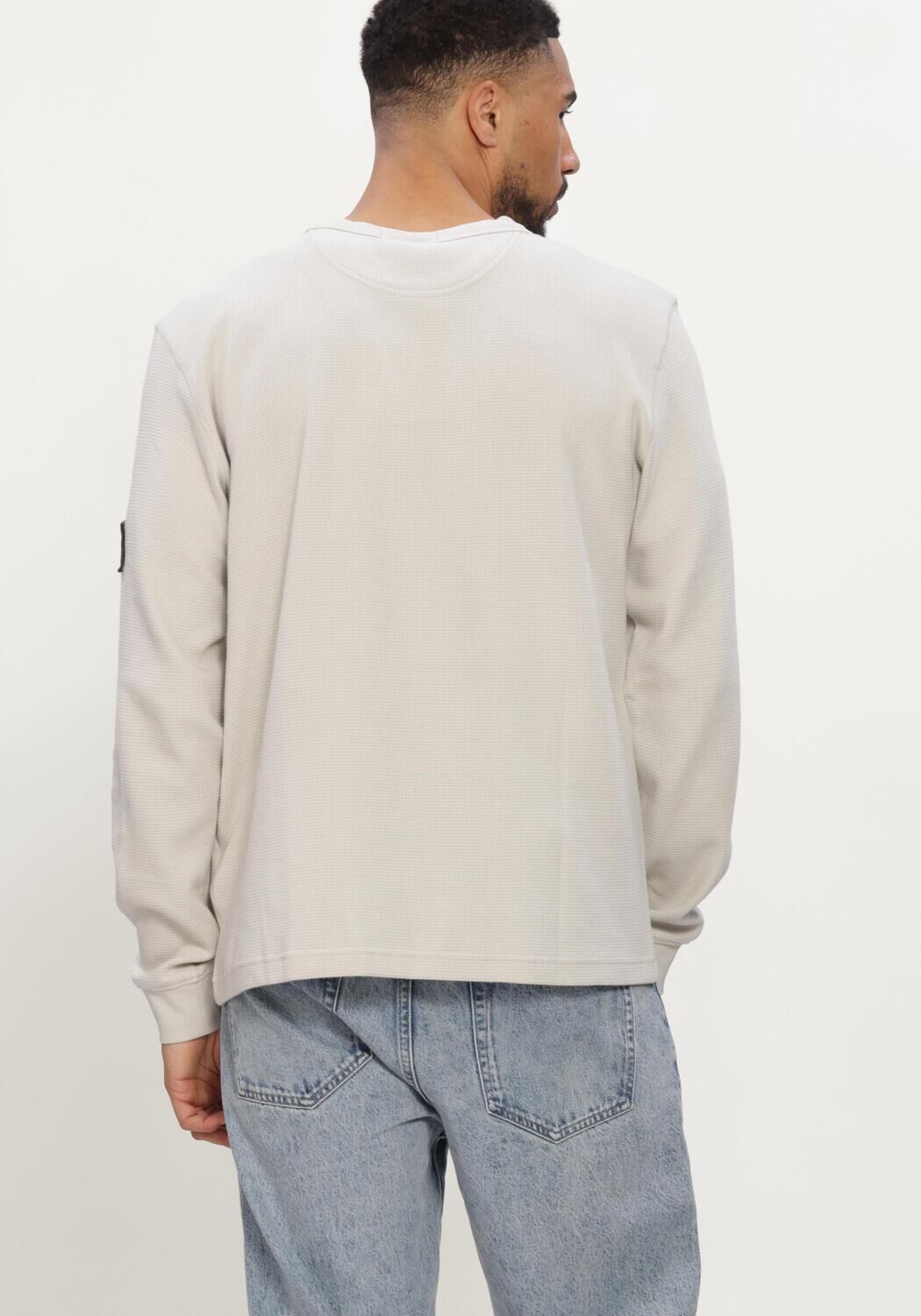 CALVIN KLEIN T-shirt LS WAFFLE BADGE CREWNK TEE en beige - large