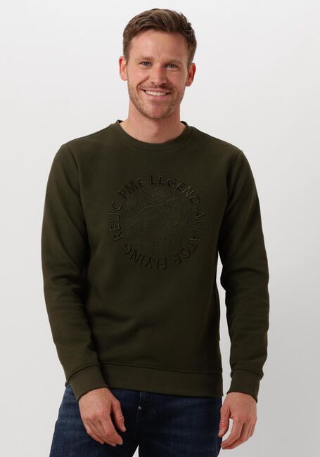 PME LEGEND Pull CREWNECK WAFFLE JERSEY en vert - large