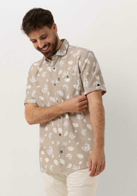 VANGUARD Chemise décontracté SHORT SLEEVE SHIRT PRINTED TENCEL COTTON LINEN en beige - large