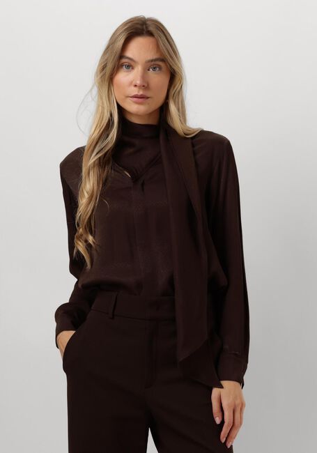 Bruine VANILIA  BOW SATIN BLOUSE - large