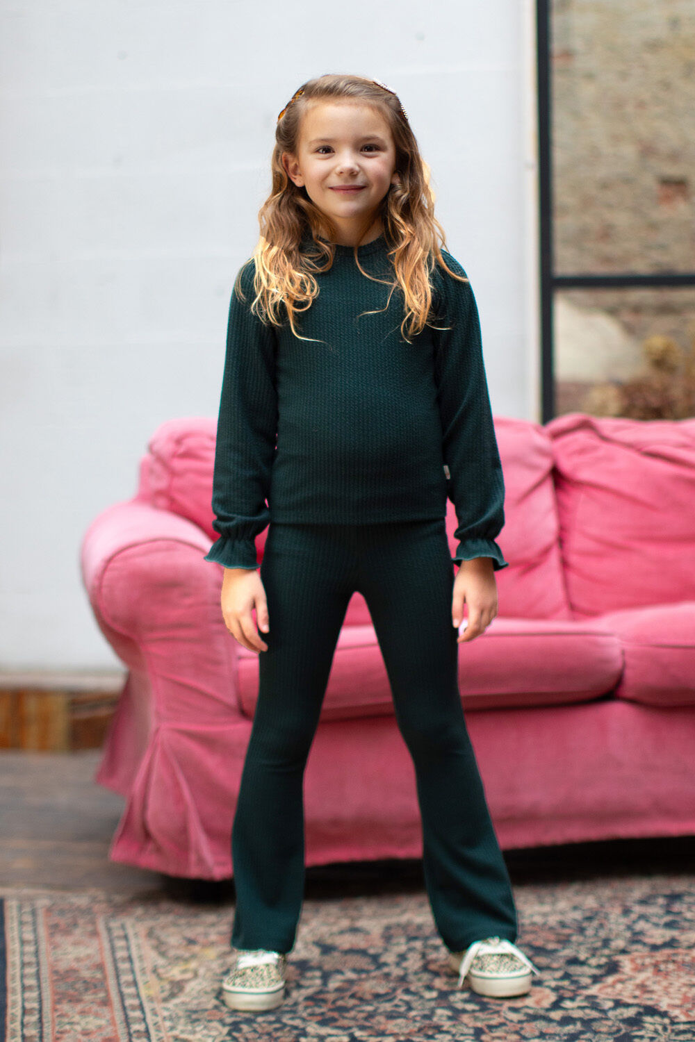 MOODSTREET Haut TOP SAMMY STRUCTURE KNIT Vert fonc&eacute; - large