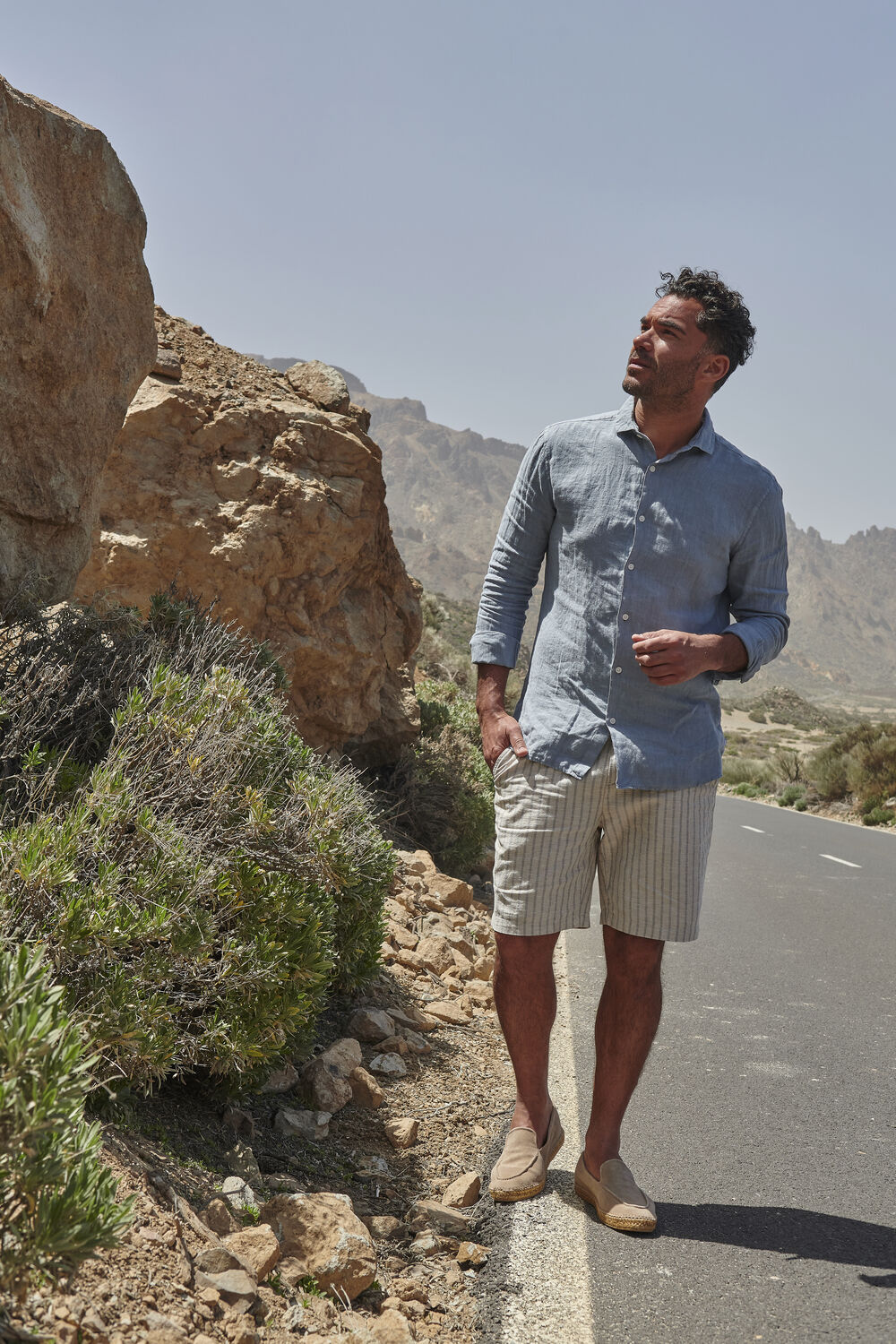 SCOTCH & SODA Pantalon courte FAVE - PRINTED COTTON/LINEN BERMUDA SHORT Sable - large