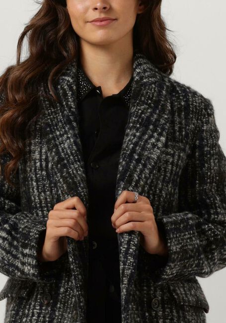 Zwarte SCOTCH & SODA Mantel DOUBLE BREASTED COAT IN A BLUE CHECK - large