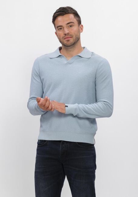 Lichtblauwe BUTCHER OF BLUE Polo Boucle Knit Polo LS - large