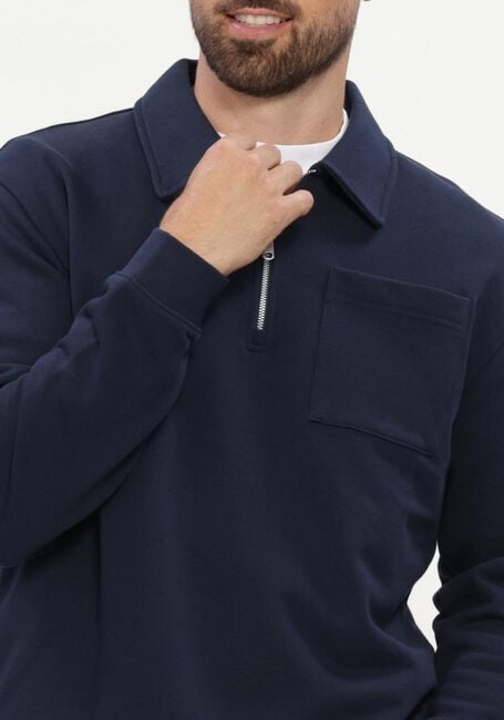 SELECTED MEN Pull SLMSCOTT LS HALF ZIP SWEAT Bleu fonc&eacute; - large