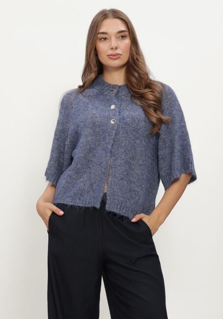 Blauwe NEO NOIR Vest BENUTA FLUFFY KNIT CARDIGAN - large