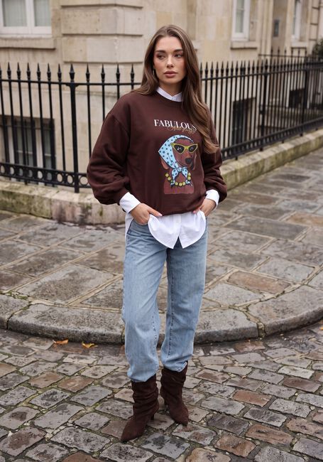YDENCE Chandail SWEATER ICONIC AND FLUFFY en marron - large