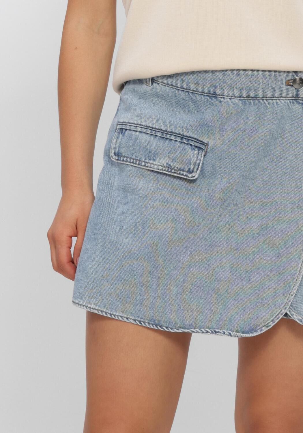 CO'COUTURE Pantalon courts ASJACC WRAP DENIM SKORT Bleu clair - large