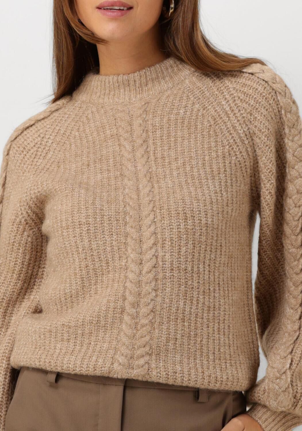 Bruine OBJECT Trui OBJRUNA KNIT L S RE PULLOVER Omoda