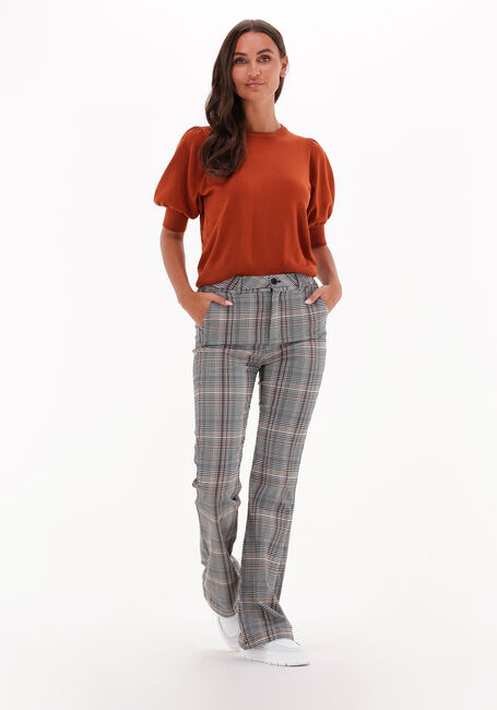 MINUS Pantalon évasé CARMA CHECK FLARED PANTS en marron - large