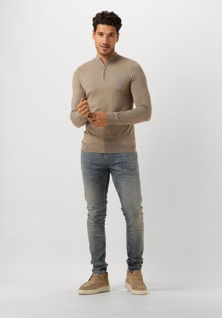 PURE PATH Pull ESSENTIAL KNITWEAR HALFZIP SWEATER en taupe - large
