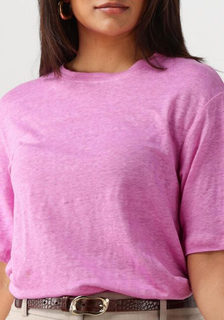 Roze SELECTED FEMME T-shirt SLFVILJA LINEN SS TEE - large
