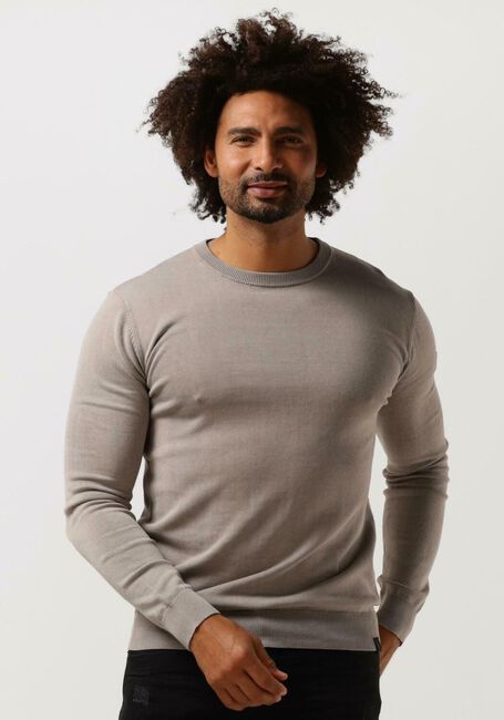 PUREWHITE Pull CREWNECK KNIT WITH COTTON TWILL LABEL ON CHEST en taupe - large