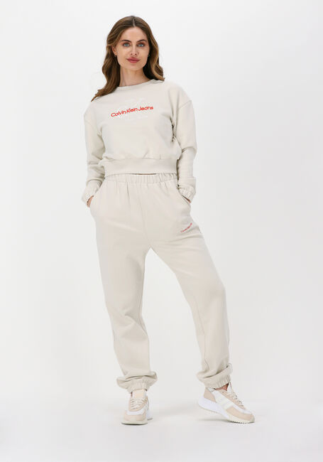 CALVIN KLEIN Chandail TWO TONE MONOGRAM CROP CREW NECK Crème - large