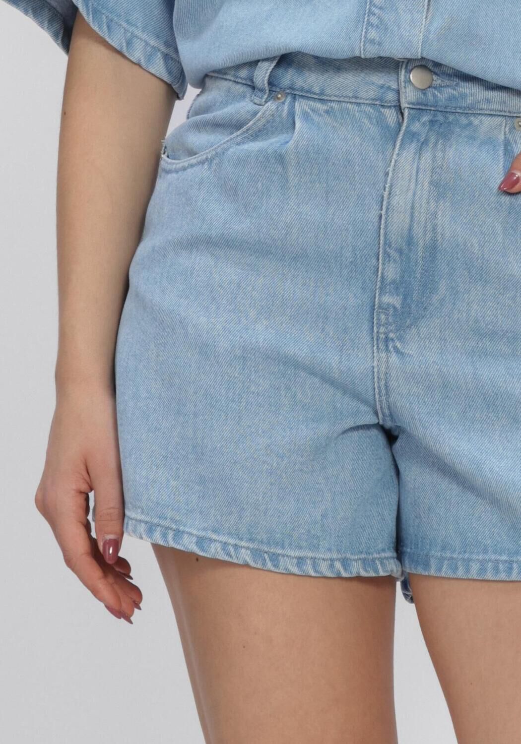 Blauwe MSCH COPENHAGEN Broeken/jumpsuits MSCHSAPHINA HW SHORTS - large