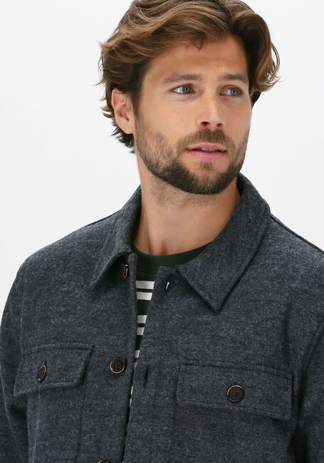 Grijze ANERKJENDT Overshirt AKOSCAR BOILED WOOL OVERSHIRT - large