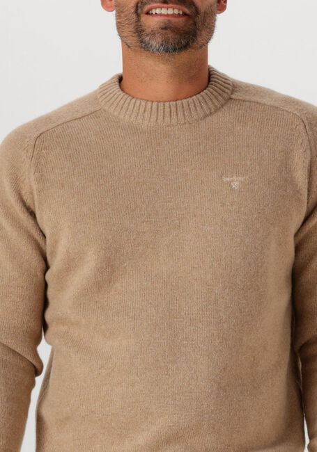 Camel BARBOUR Trui GRANGETOWN CREW NECK SWEATER - large