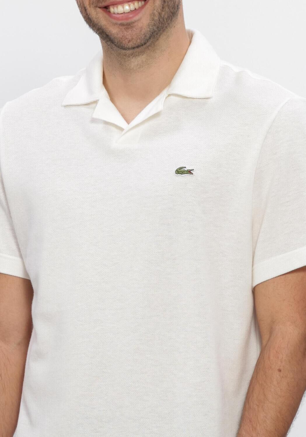 LACOSTE Polo CLASSIC FIT OPEN NECK COTTON LINEN BLEND POLO &Eacute;cru - large
