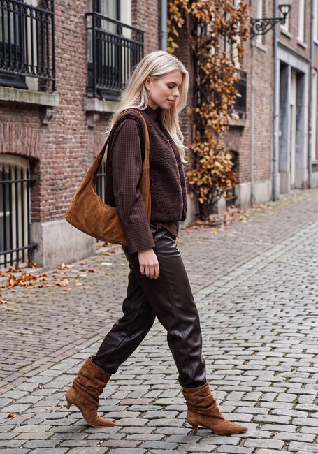 NEO NOIR Haut FENLI SMALL CHECK SHIRT en marron - large