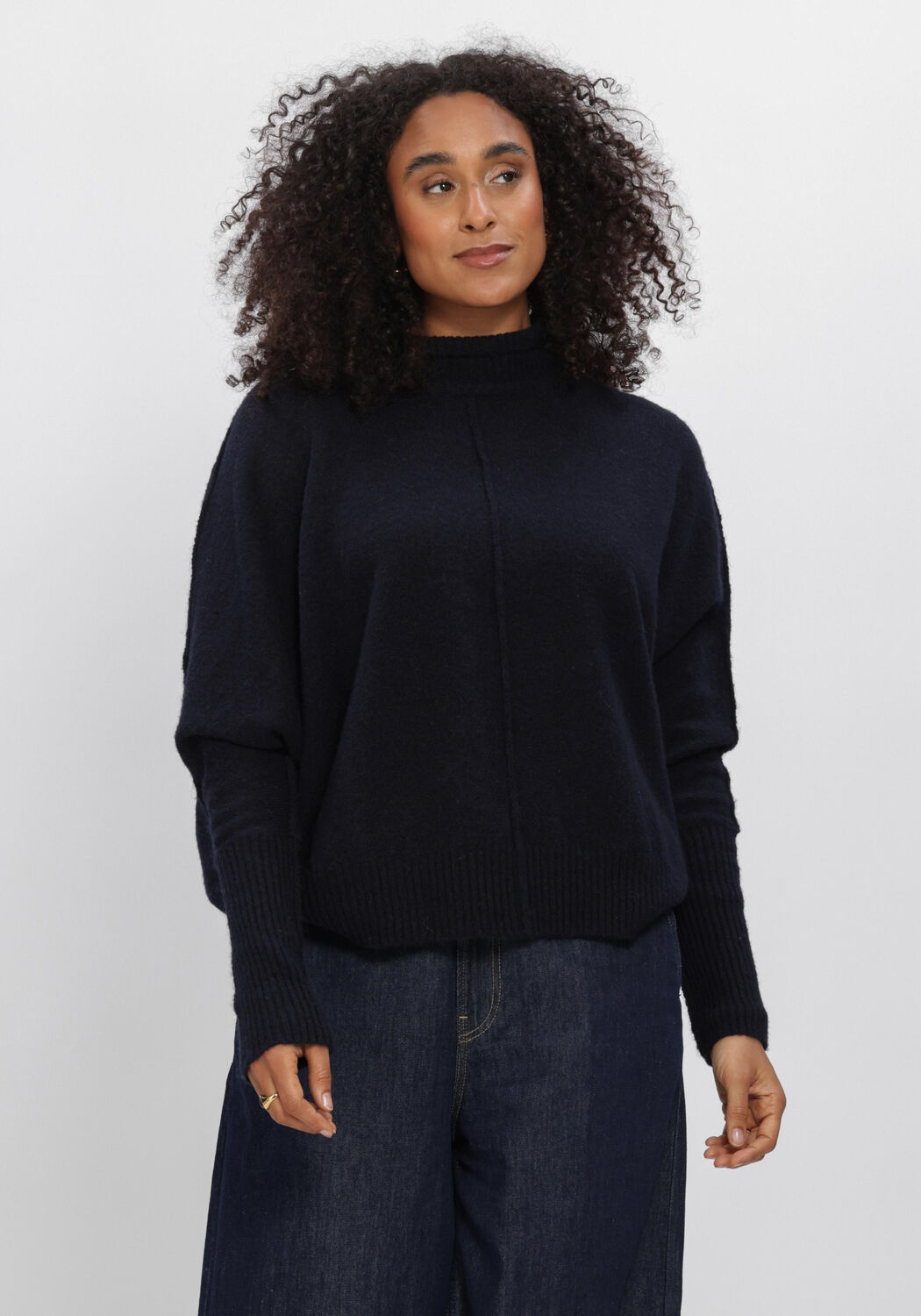 SUMMUM Pull BATWING SWEATER SOFT MELANGE KNIT Bleu fonc&eacute; - large