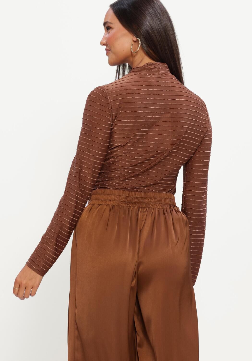 NUKUS Haut GRACIE TOP STRIPE en marron - large