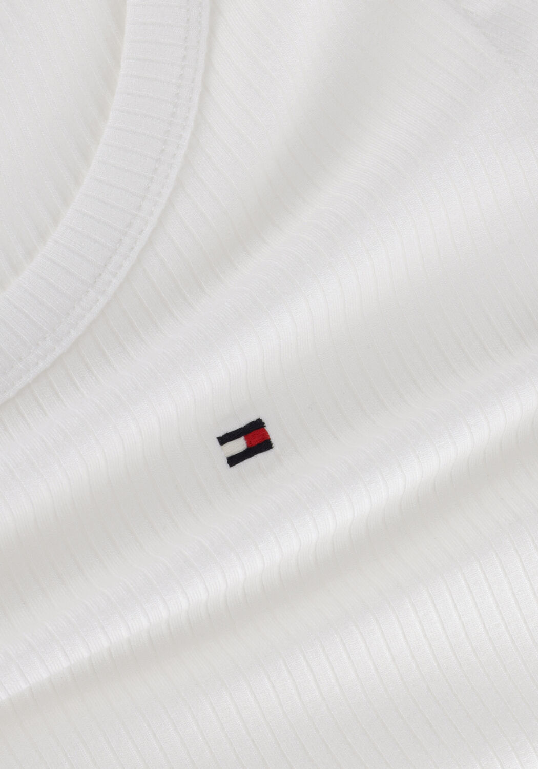 Ecru TOMMY HILFIGER Top SLIM 5X2 RIB O-NK LS - large