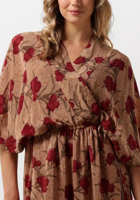 SISSEL EDELBO Robe midi BRENDA SILK WRAP DRESS en beige - large