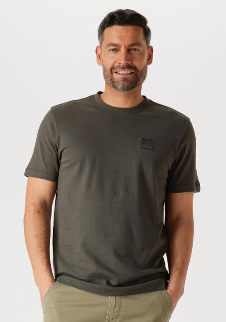 Groene PME LEGEND T-shirt SHORT SLEEVE R-NECK JACQUARD STRIPES - large