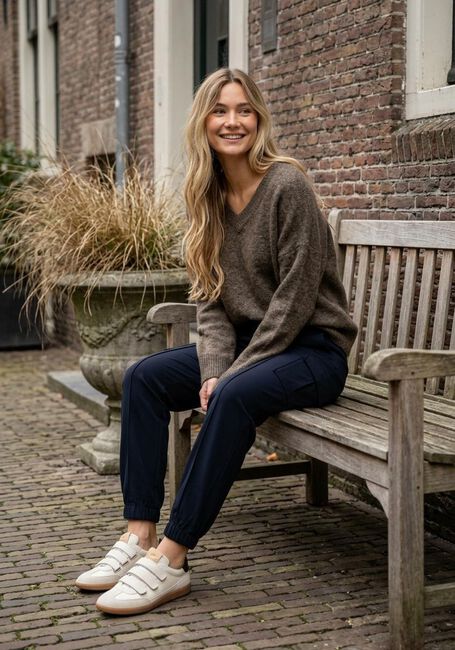 Bruine SECOND FEMALE Trui BROOK KNIT LOOSE V-NECK - large