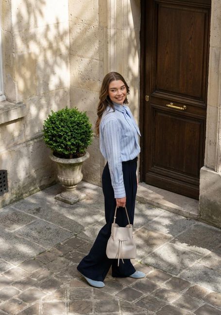 CO'COUTURE Pantalon large VOLA PLEATED LONG PANT Bleu fonc&eacute; - large