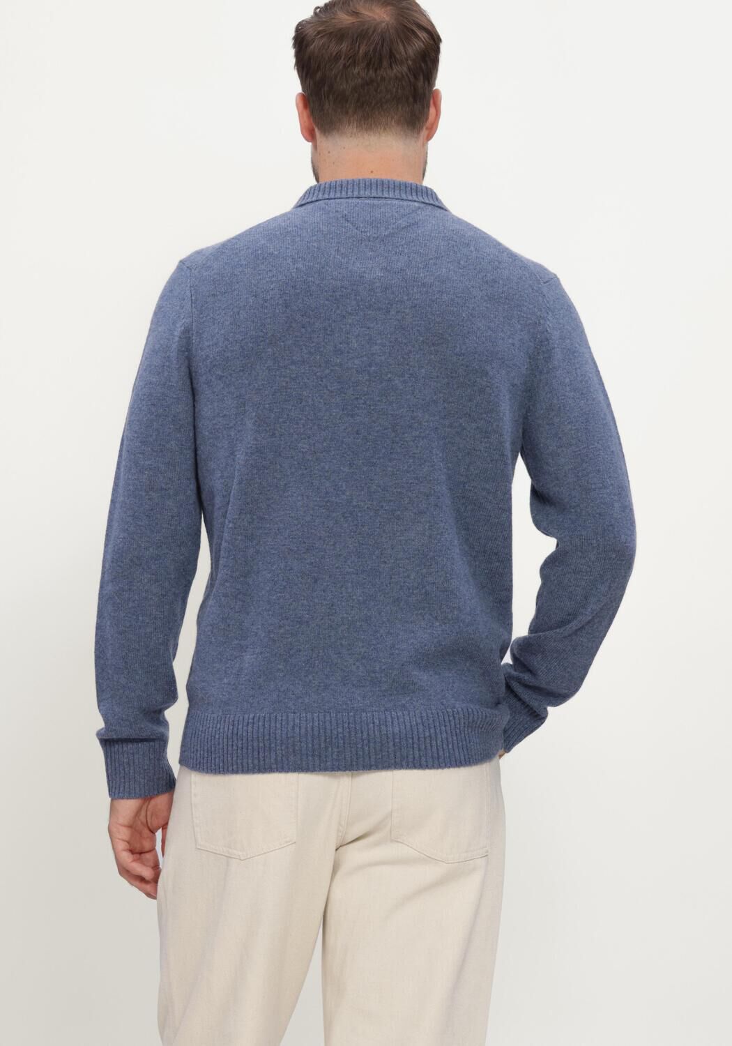 TOMMY HILFIGER Polo LAMBSWOOL LS POLO en bleu - large