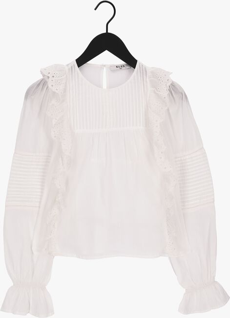 Witte NA-KD Blouse LONG SLEEVE FRILL COTTON BLOUSE - large