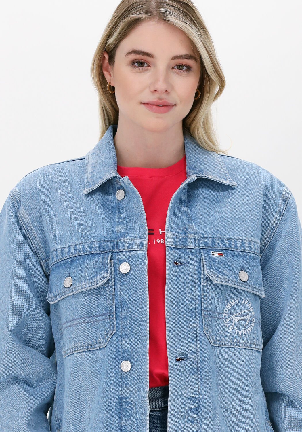 Lichtblauwe TOMMY JEANS Spijkerjas OVERSZD UTL JCKT BF8013 Omoda